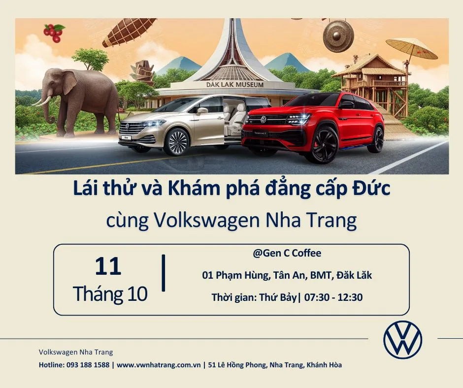 Tin mới từ Volkswagen Nha Trang: [Sự kiện Lái thử xe Volkswagen tại Buôn Ma Thuột sắp diễn ra]